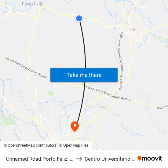 Unnamed Road Porto Feliz - SP Brasil to Centro Universitário Facens map