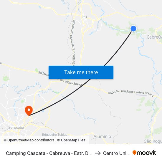 Camping Cascata - Cabreuva - Estr. Dos Romeiros 6165 Cabreúva - SP 13315-000 Brasil to Centro Universitário Facens map