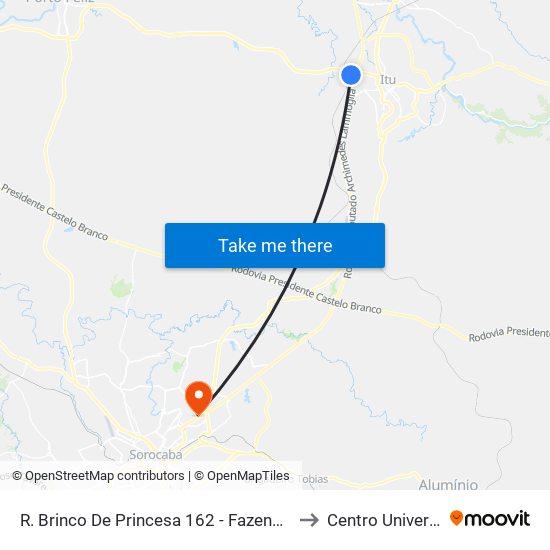 R. Brinco De Princesa 162 - Fazenda Vila Real De Itu Itu - SP Brasil to Centro Universitário Facens map