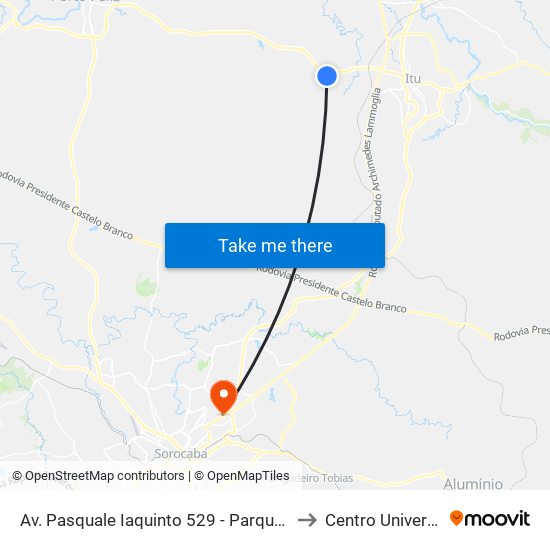 Av. Pasquale Iaquinto 529 - Parque Res. Potiguara Itu - SP Brasil to Centro Universitário Facens map
