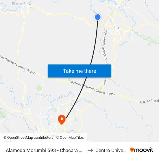 Alameda Morumbi 593 - Chacara Carolina Itu - SP 13313-700 Brasil to Centro Universitário Facens map