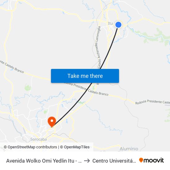 Avenida Wolko Omi Yedlin Itu - São Paulo Brasil to Centro Universitário Facens map