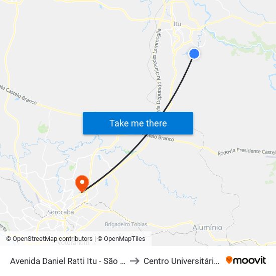 Avenida Daniel Ratti Itu - São Paulo Brasil to Centro Universitário Facens map