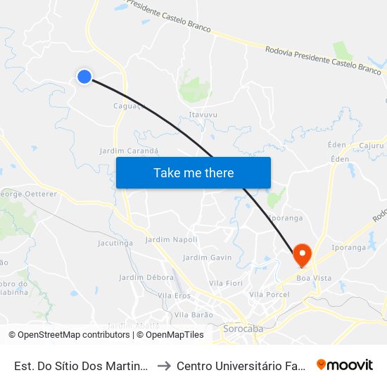 Est. Do Sítio Dos Martins, Sn to Centro Universitário Facens map