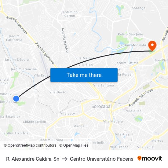 R. Alexandre Caldini, Sn to Centro Universitário Facens map