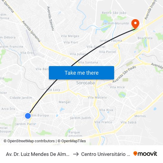 Av. Dr. Luiz Mendes De Almeida, 466 to Centro Universitário Facens map