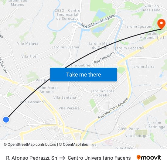 R. Afonso Pedrazzi, Sn to Centro Universitário Facens map