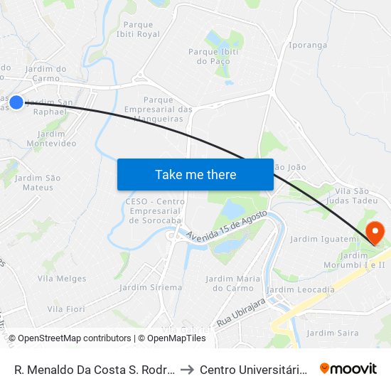 R. Menaldo Da Costa S. Rodrigues, 450 to Centro Universitário Facens map