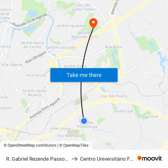 R. Gabriel Rezende Passos, 268 to Centro Universitário Facens map