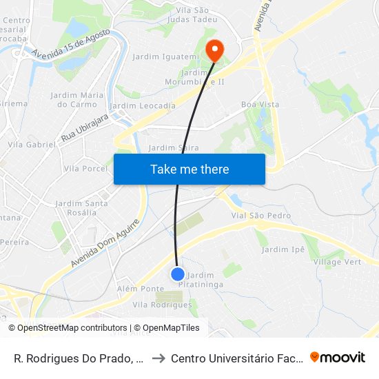 R. Rodrigues Do Prado, 436 to Centro Universitário Facens map