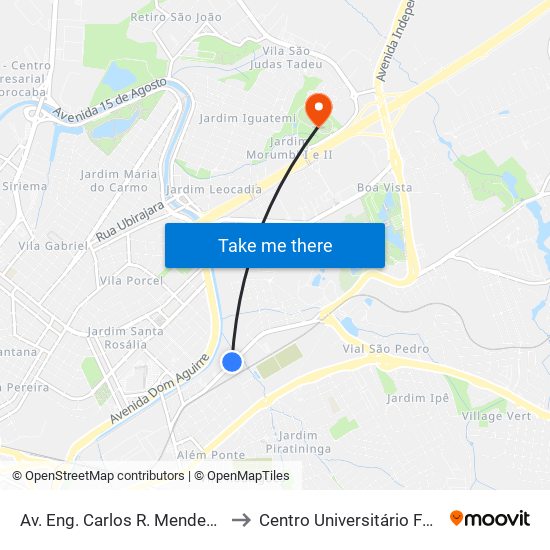 Av. Eng. Carlos R. Mendes, 740 to Centro Universitário Facens map
