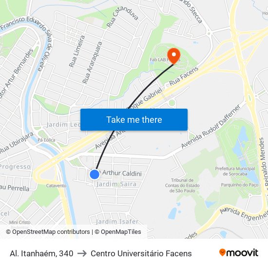 Al. Itanhaém, 340 to Centro Universitário Facens map