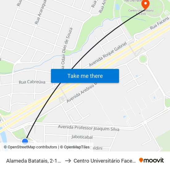 Alameda Batatais, 2-122 to Centro Universitário Facens map