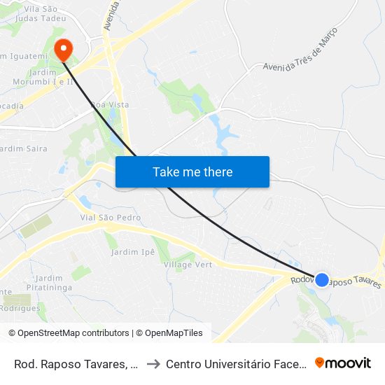 Rod. Raposo Tavares, Sn to Centro Universitário Facens map