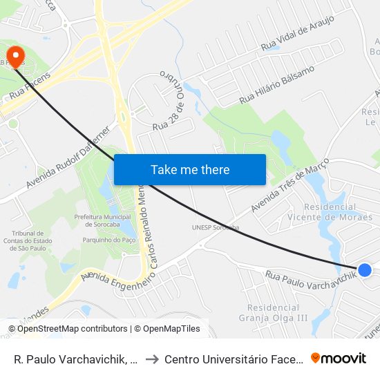 R. Paulo Varchavichik, Sn to Centro Universitário Facens map