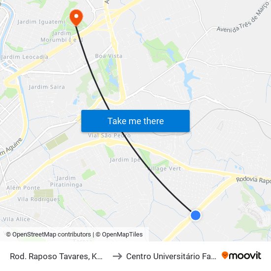 Rod. Raposo Tavares, Km93,5 to Centro Universitário Facens map