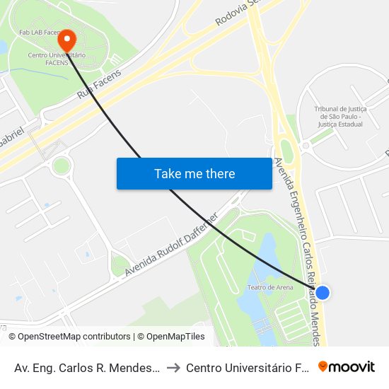 Av. Eng. Carlos R. Mendes,  3040 to Centro Universitário Facens map