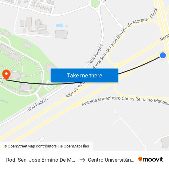 Rod. Sen. José Ermírio De Moraes , Km 2 to Centro Universitário Facens map