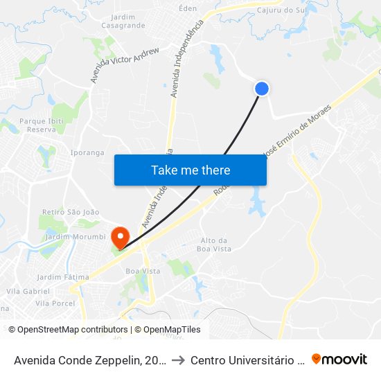 Avenida Conde Zeppelin, 2024-2064 to Centro Universitário Facens map