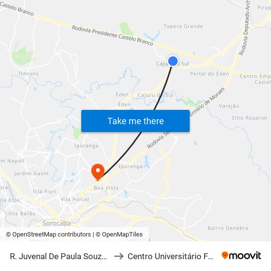 R. Juvenal De Paula Souza, 440 to Centro Universitário Facens map