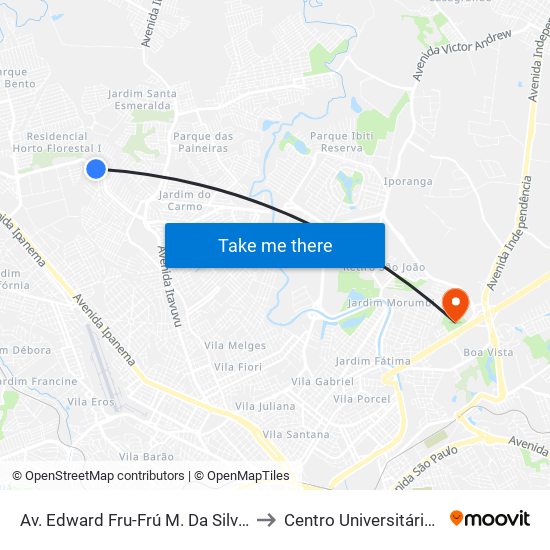 Av. Edward Fru-Frú M. Da Silva, Nº 1170. to Centro Universitário Facens map