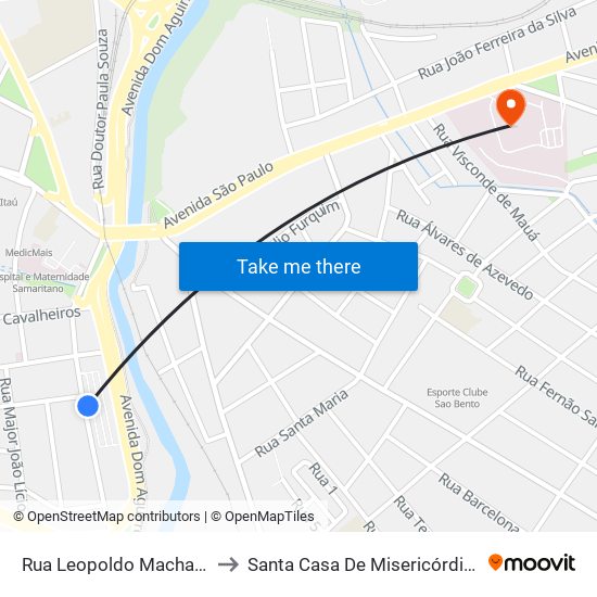 Rua Leopoldo Machado, 333-459 to Santa Casa De Misericórdia De Sorocaba map