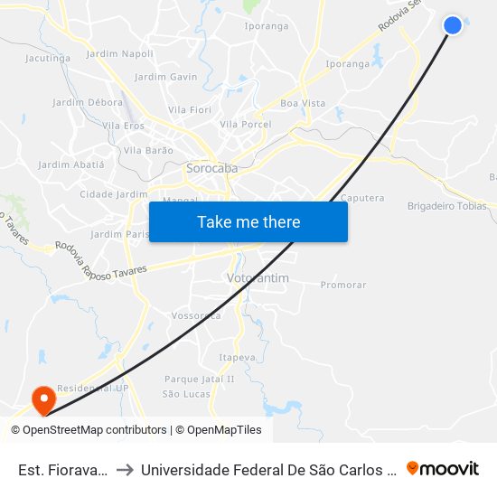 Est. Fioravante, S/N to Universidade Federal De São Carlos - Campus Sorocaba map