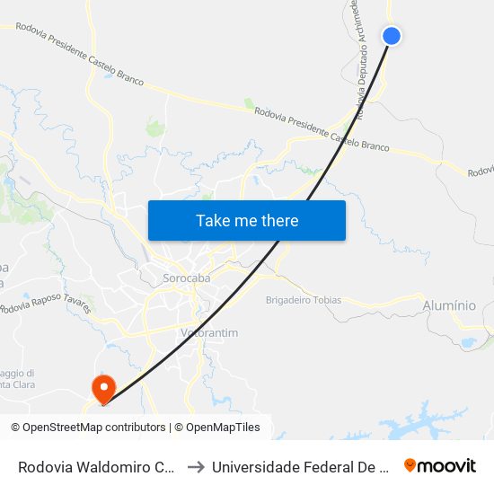 Rodovia Waldomiro Corrêa De Camargo 100-132 to Universidade Federal De São Carlos - Campus Sorocaba map