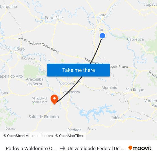 Rodovia Waldomiro Corrêa De Camargo, 399-449 to Universidade Federal De São Carlos - Campus Sorocaba map