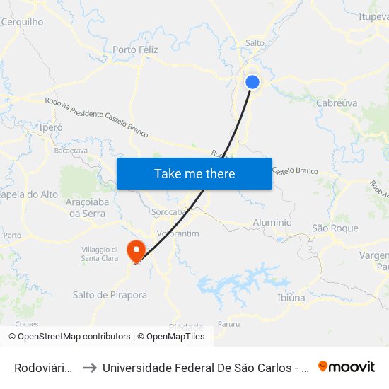 Rodoviária De Itu to Universidade Federal De São Carlos - Campus Sorocaba map