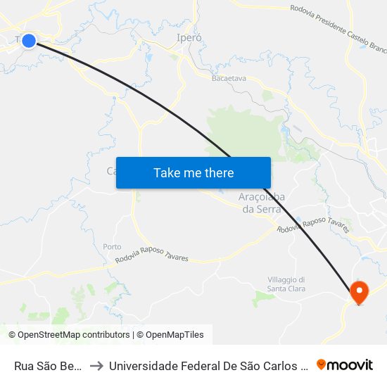 Rua São Bento, 344 to Universidade Federal De São Carlos - Campus Sorocaba map