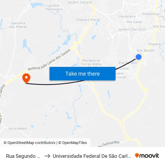 Rua Segundo Melaré, 178 to Universidade Federal De São Carlos - Campus Sorocaba map