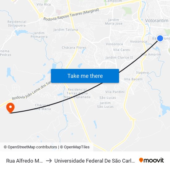 Rua Alfredo Maia, 40-112 to Universidade Federal De São Carlos - Campus Sorocaba map