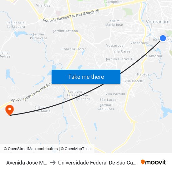 Avenida José Miguel Skif, 42 to Universidade Federal De São Carlos - Campus Sorocaba map