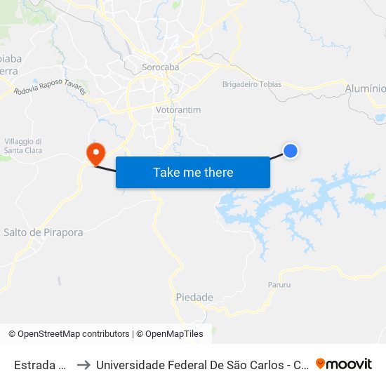 Estrada Vicinal to Universidade Federal De São Carlos - Campus Sorocaba map