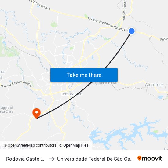 Rodovia Castelo Branco, 463 to Universidade Federal De São Carlos - Campus Sorocaba map