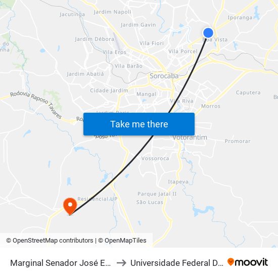 Marginal Senador José Ermírio De Morães | Rodovia, 259-433 to Universidade Federal De São Carlos - Campus Sorocaba map