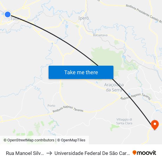 Rua Manoel Silva Pontes, 76 to Universidade Federal De São Carlos - Campus Sorocaba map