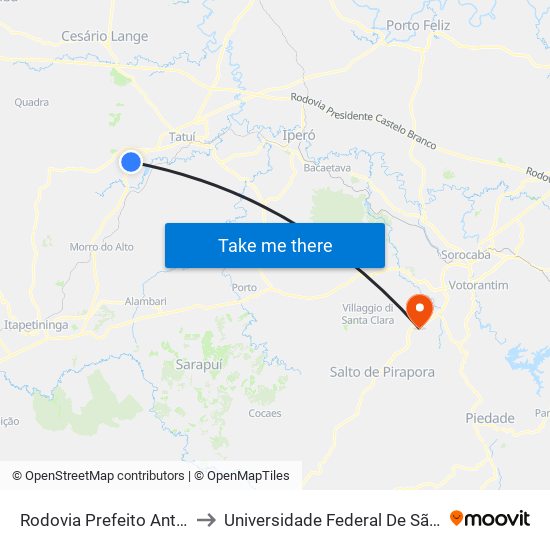 Rodovia Prefeito Antônio R Schincariol, 246 to Universidade Federal De São Carlos - Campus Sorocaba map