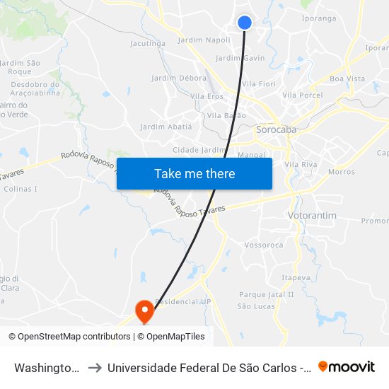 Washington Pensa to Universidade Federal De São Carlos - Campus Sorocaba map