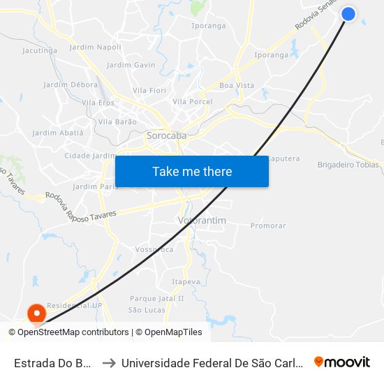 Estrada Do Barreiro, 249 to Universidade Federal De São Carlos - Campus Sorocaba map