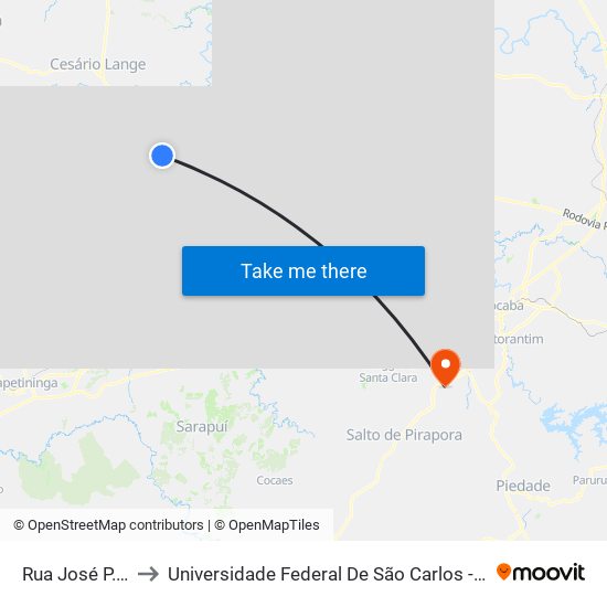 Rua José P. Corrêa to Universidade Federal De São Carlos - Campus Sorocaba map