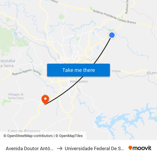 Avenida Doutor Antônio De Souza Netto, 150 to Universidade Federal De São Carlos - Campus Sorocaba map