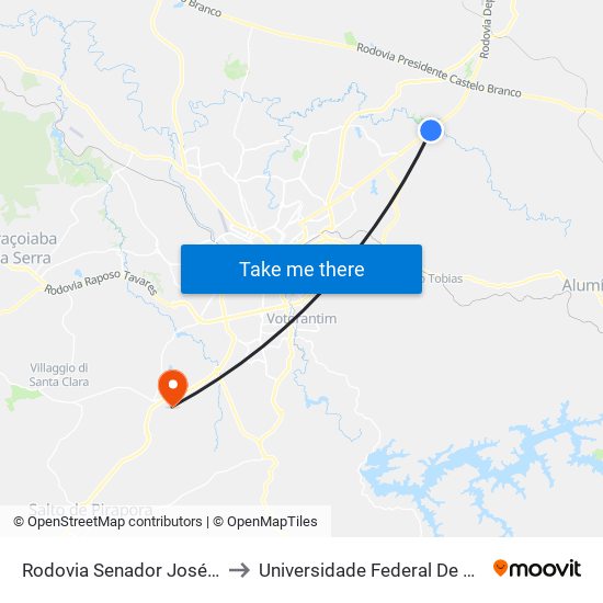 Rodovia Senador José Ermírio De Moraes, 11680 to Universidade Federal De São Carlos - Campus Sorocaba map