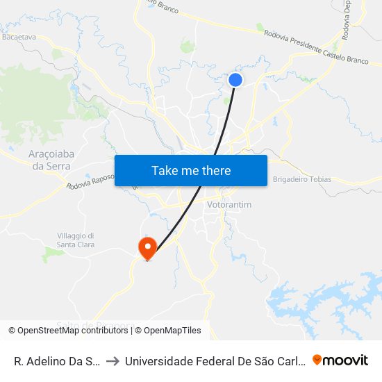 R. Adelino Da Silva Ferreira to Universidade Federal De São Carlos - Campus Sorocaba map