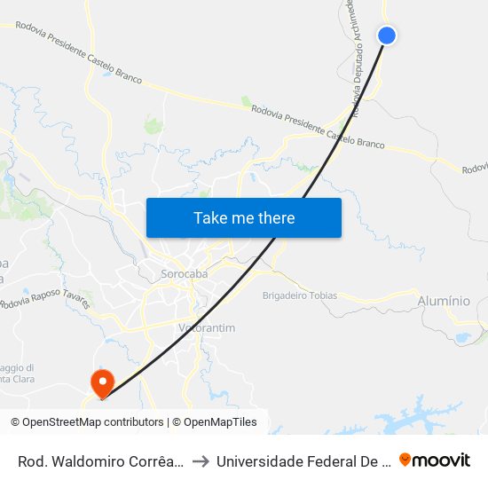 Rod. Waldomiro Corrêa De Camargo 99 Itu - SP Brasil to Universidade Federal De São Carlos - Campus Sorocaba map
