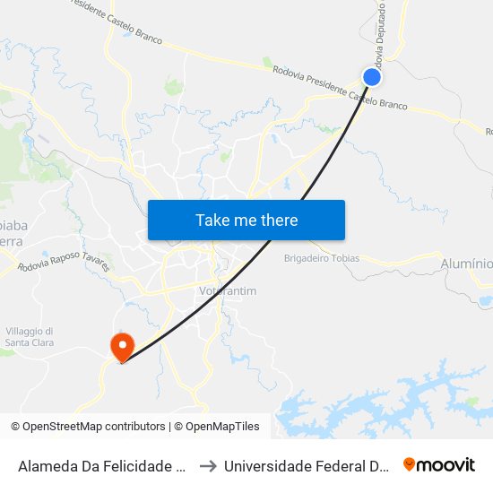 Alameda Da Felicidade 188 - Cidade Nova I Itu - SP Brasil to Universidade Federal De São Carlos - Campus Sorocaba map