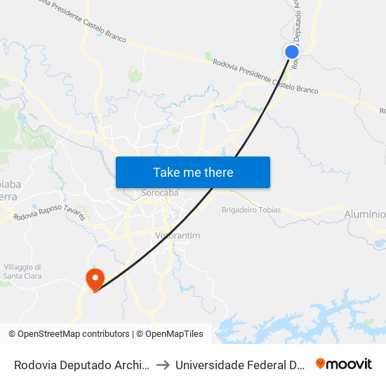 Rodovia Deputado Archimedes Lammoglia Itu - SP Brasil to Universidade Federal De São Carlos - Campus Sorocaba map