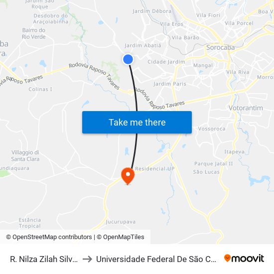 R. Nilza Zilah Silvatti Viana, 162 to Universidade Federal De São Carlos - Campus Sorocaba map