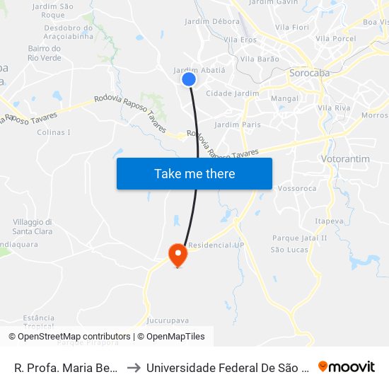 R. Profa. Maria Benedita A. Keller, Sn to Universidade Federal De São Carlos - Campus Sorocaba map